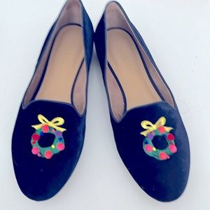 Talbots 9.5W Indigo Blue Velvet Ryan Novelty Flats “Like New”